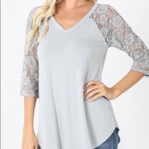 Light Grey Lace Top
